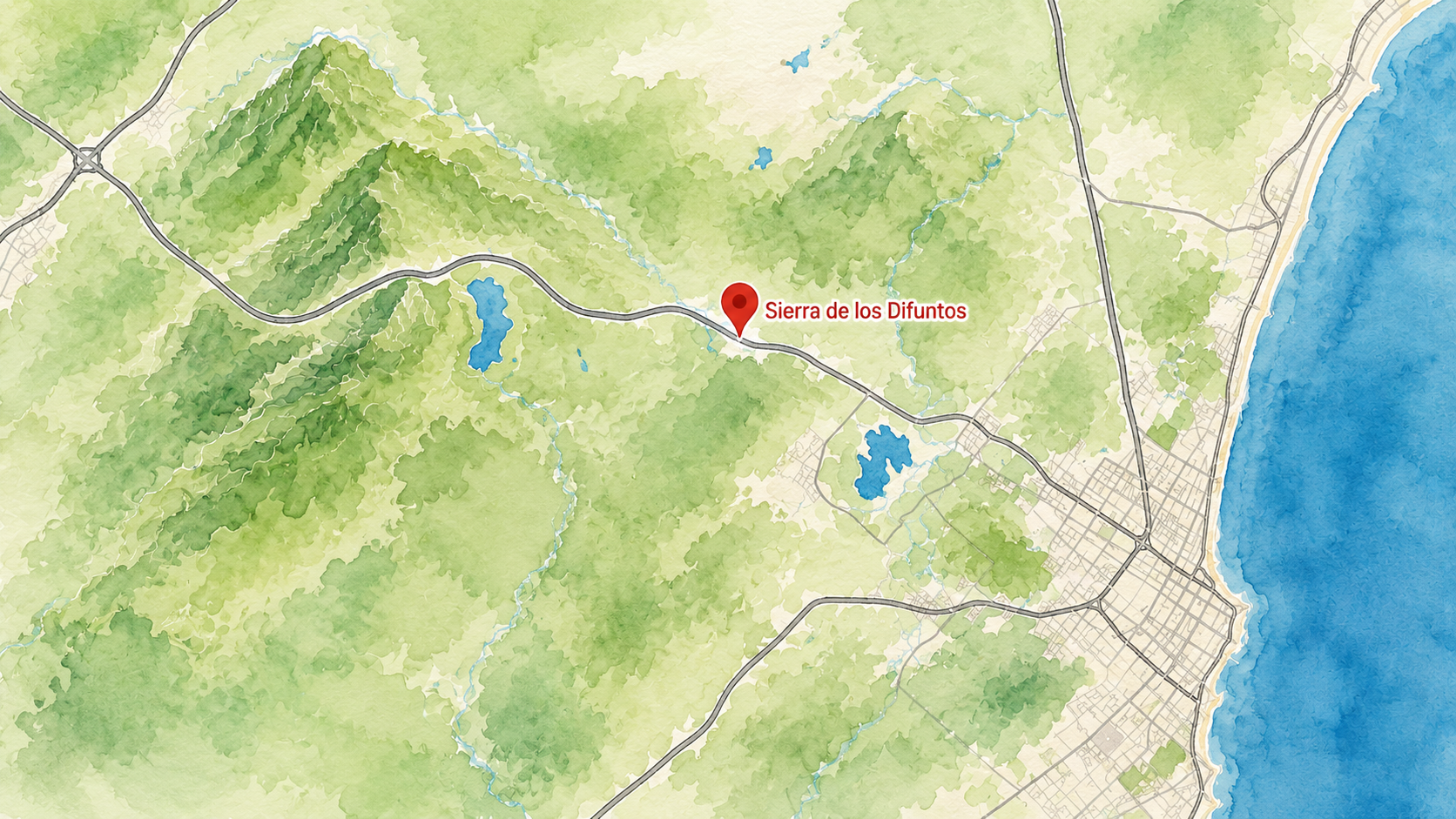 Mapa ilustrado con la ubicación de Sierra de los Difuntos en Balcarce